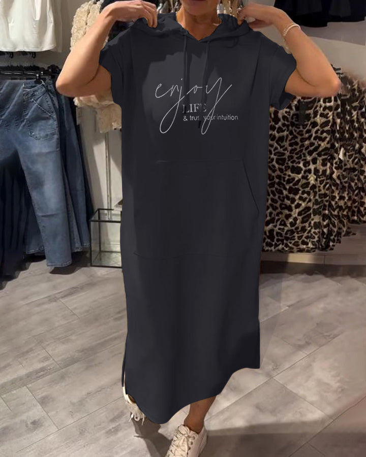 Bridget | Lässiges Hoodie-Midikleid für Damen mit Leoparden-Print und Kapuze