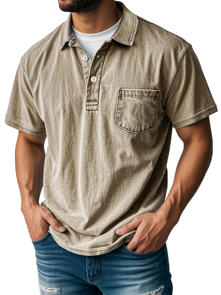 Sebastien | Herren Casual Vintage Polo-Shirt mit kurzen Ärmeln und langen Ärmeln