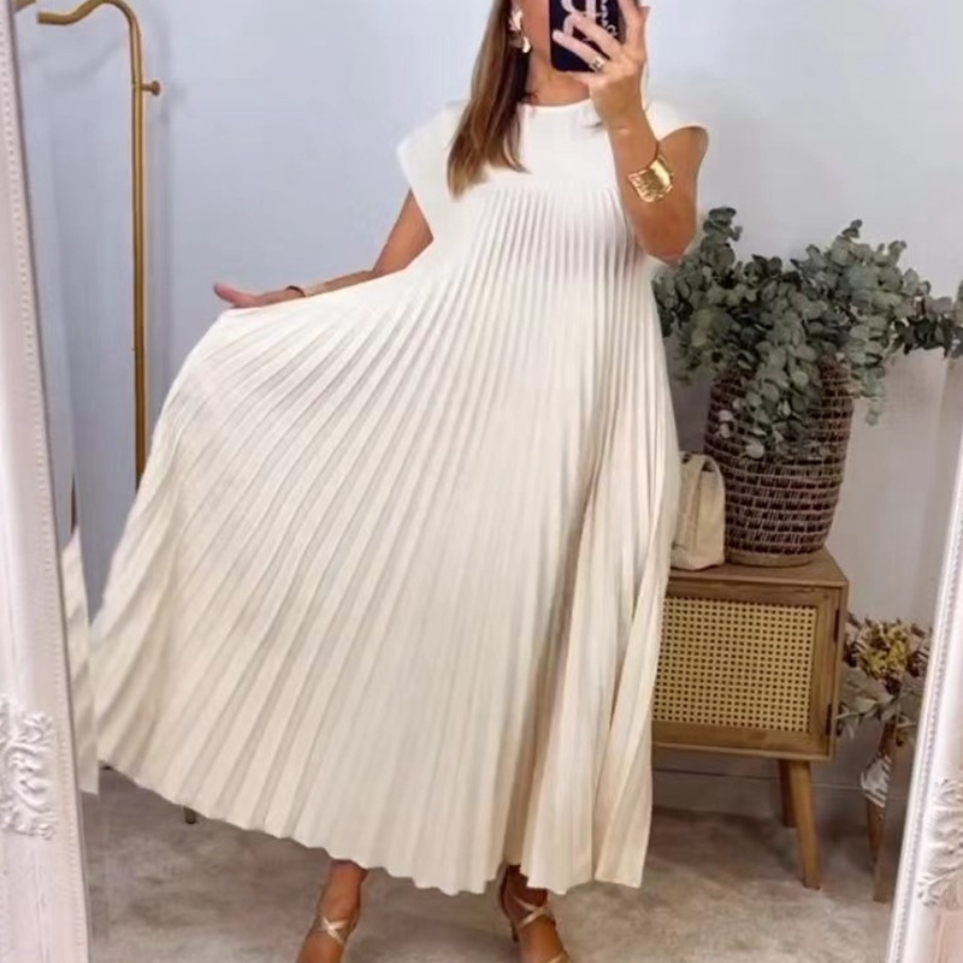 Alexa | Leichtes und Frisches Faltenkleid für Damen mit Rundhalsausschnitt