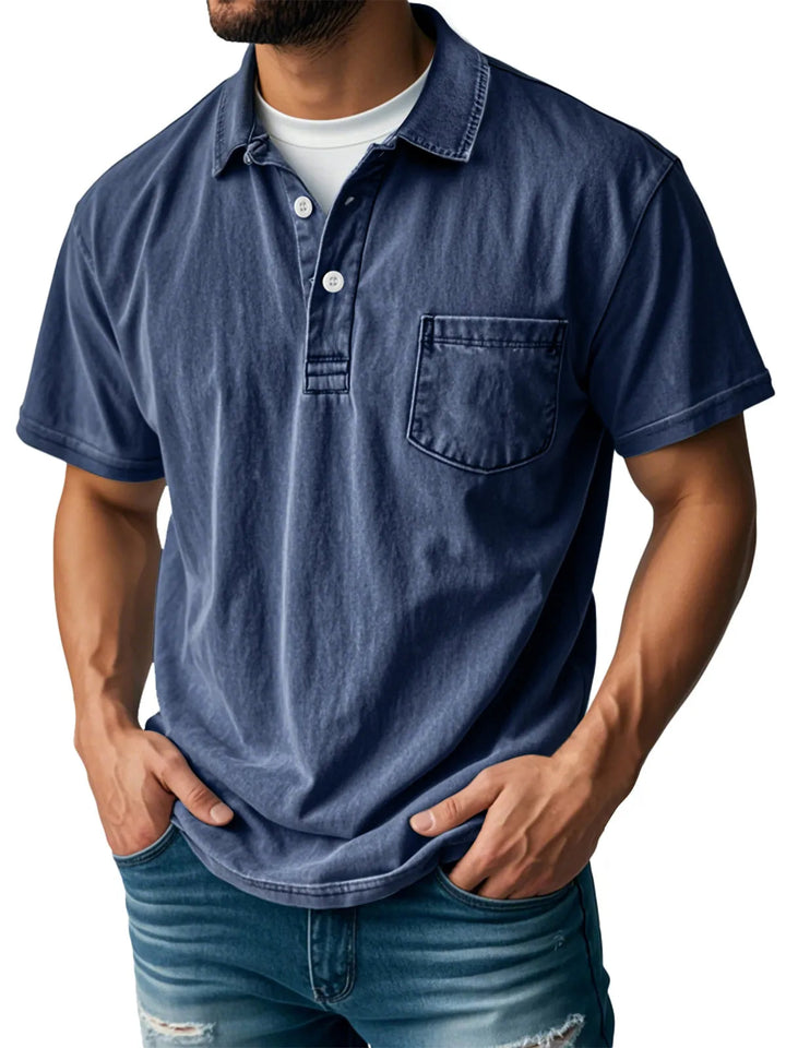Sebastien | Herren Casual Vintage Polo-Shirt mit kurzen Ärmeln und langen Ärmeln