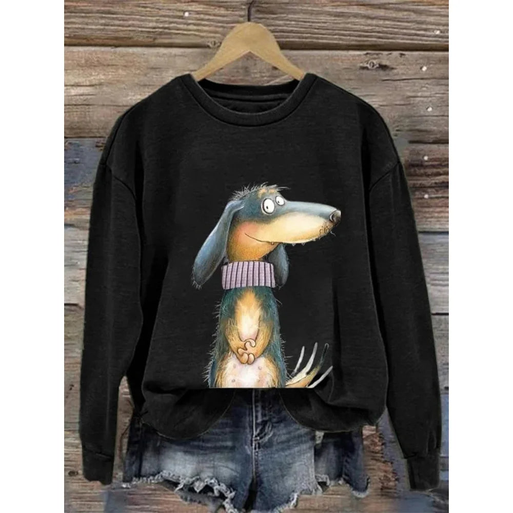 Damen Sweatshirt mit langen Ärmeln und Rundhalsausschnitt