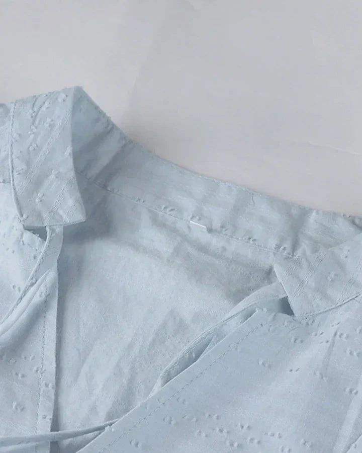 Serena | Damen Entspanntes Bohemian Minikleid mit V-Ausschnitt und kurzen Ärmeln