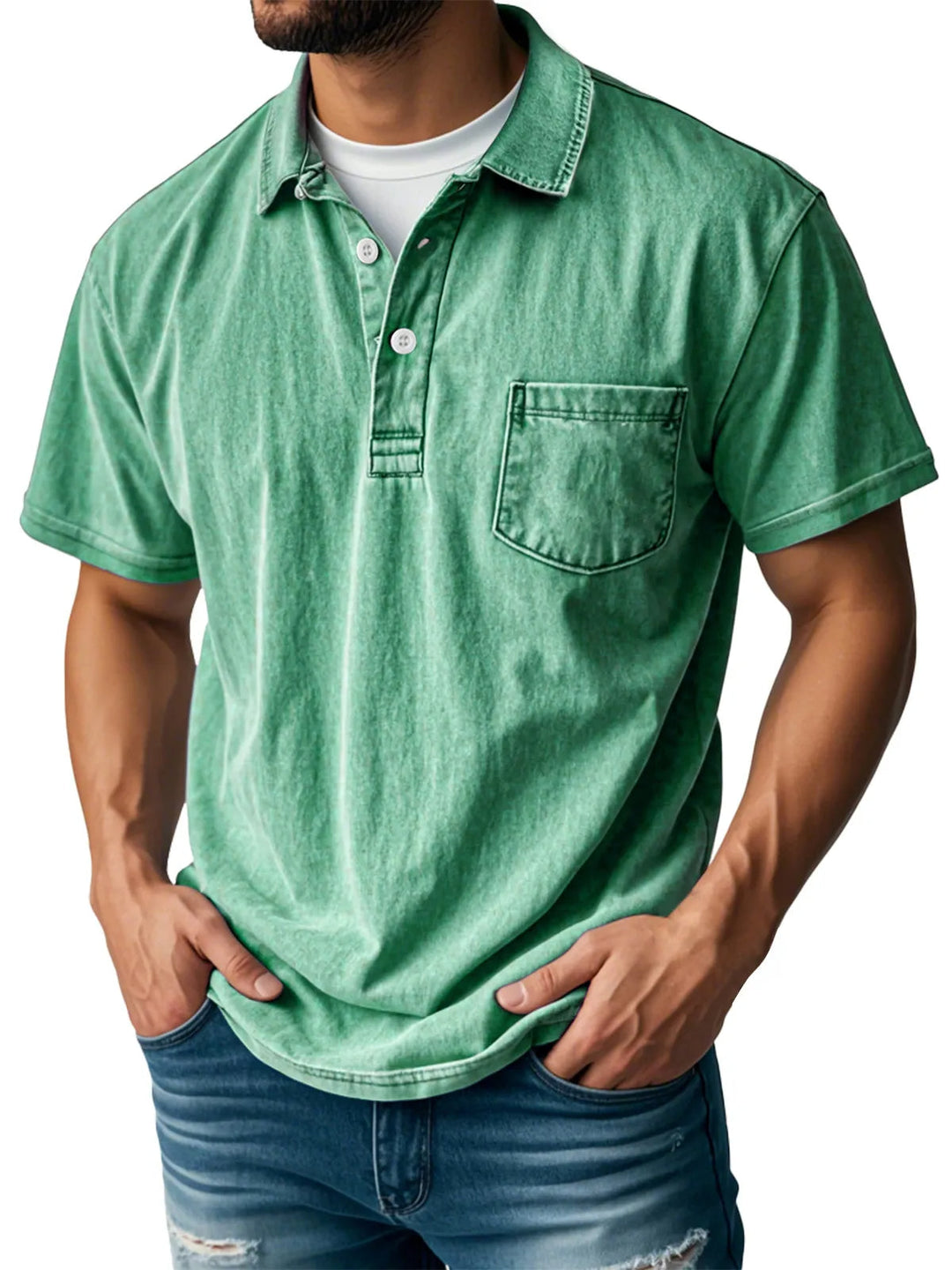 Sebastien | Herren Casual Vintage Polo-Shirt mit kurzen Ärmeln und langen Ärmeln