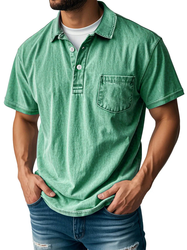 Sebastien | Herren Casual Vintage Polo-Shirt mit kurzen Ärmeln und langen Ärmeln
