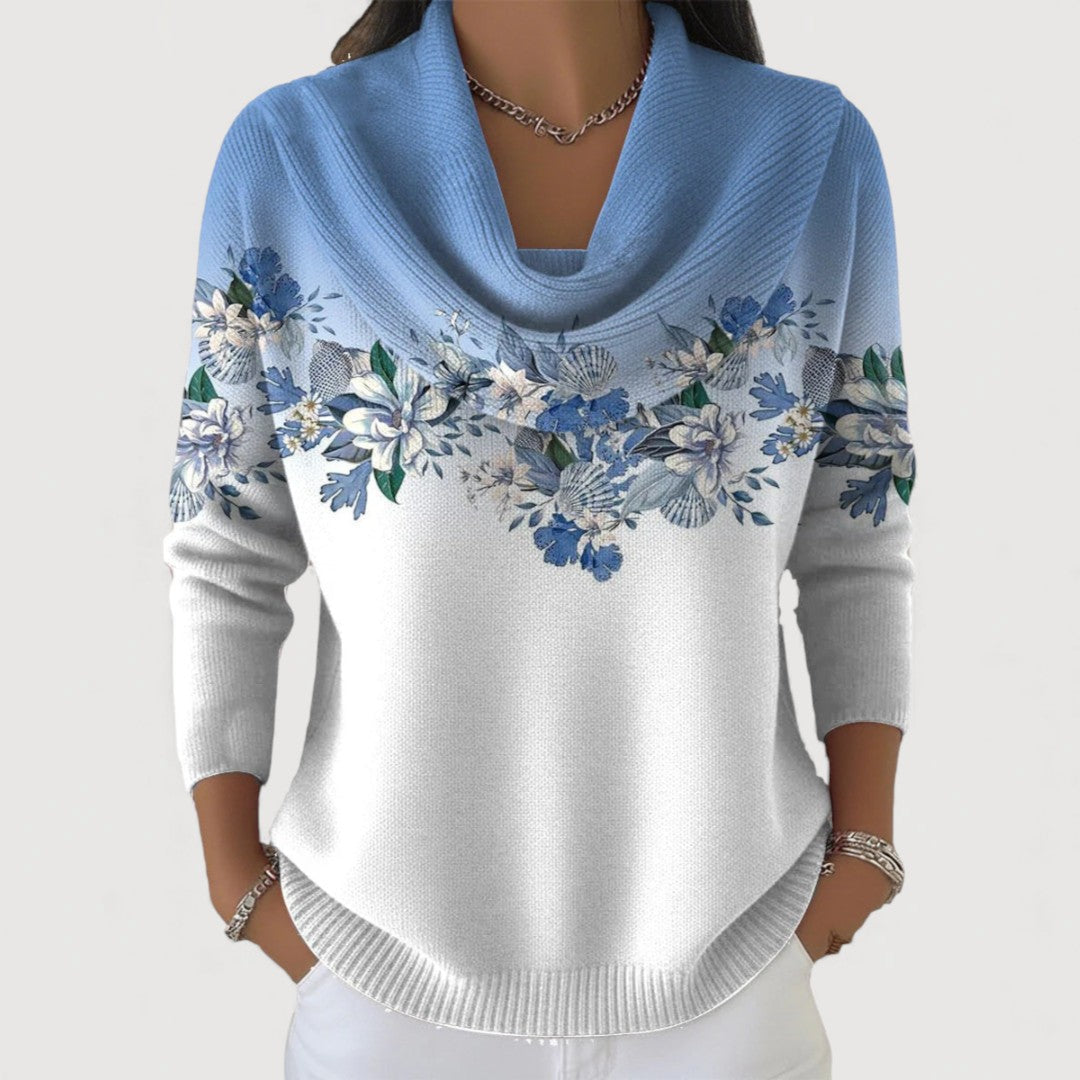 ALORA | Pullover für Damen mit floralem Muster und Cowl-Neck