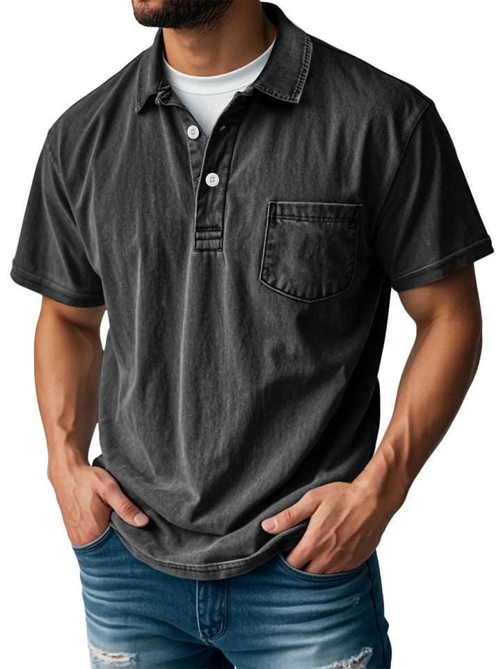 Sebastien | Herren Casual Vintage Polo-Shirt mit kurzen Ärmeln und langen Ärmeln