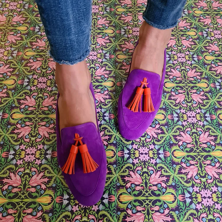 Lila Loafers für Damen mit Quasten