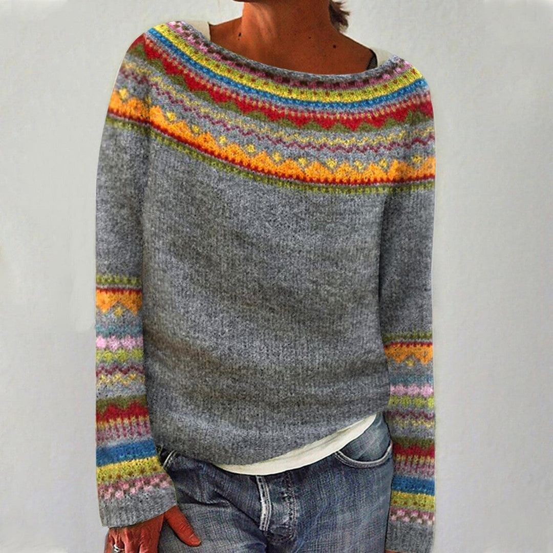 SILVIA | Retro-Pullover für Damen mit Rundhalsausschnitt und langen Ärmeln