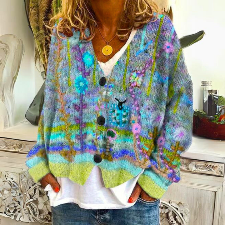 Carolin | Weicher und Bunter Strickpullover für Damen mit Blumenmuster