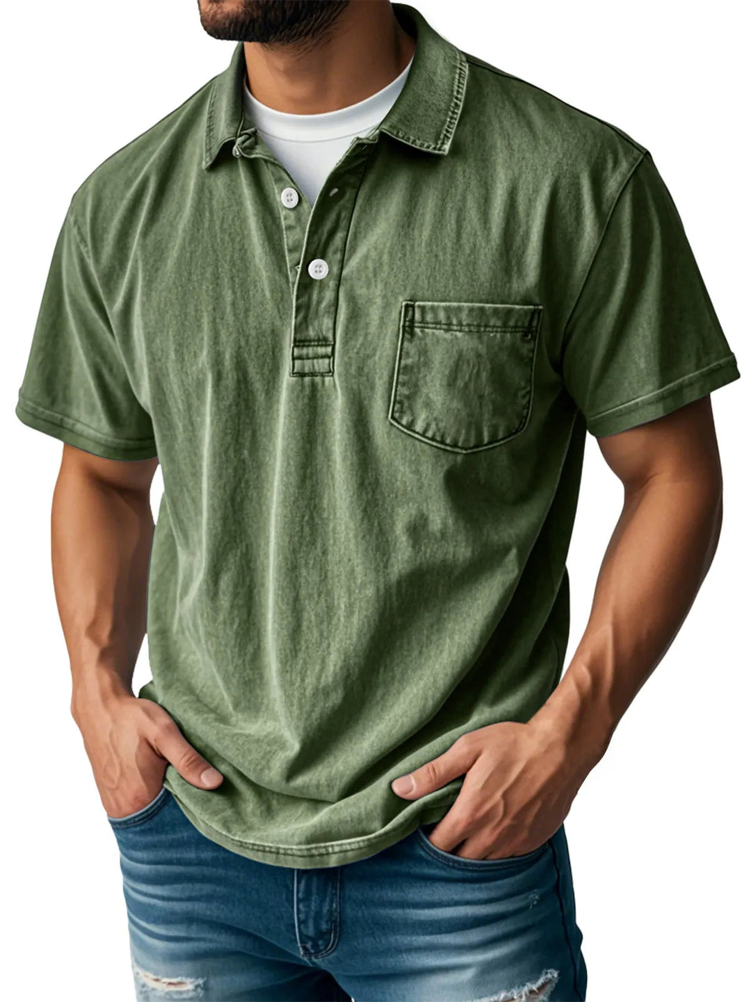 Sebastien | Herren Casual Vintage Polo-Shirt mit kurzen Ärmeln und langen Ärmeln