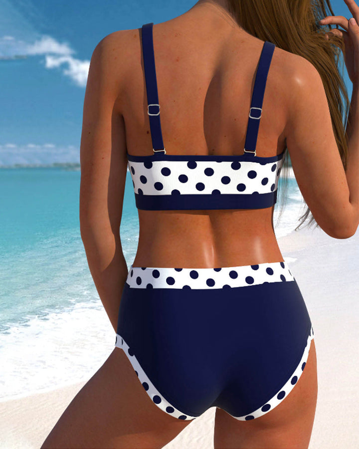 Hannah | Patchwork-Bikini für Damen mit hoher Taille und Erbsen