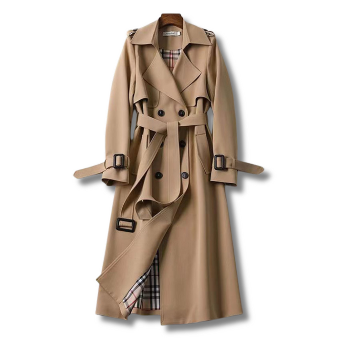 Valentina | Klassischer Trenchcoat für Damen mit langen Ärmeln und Karomuster