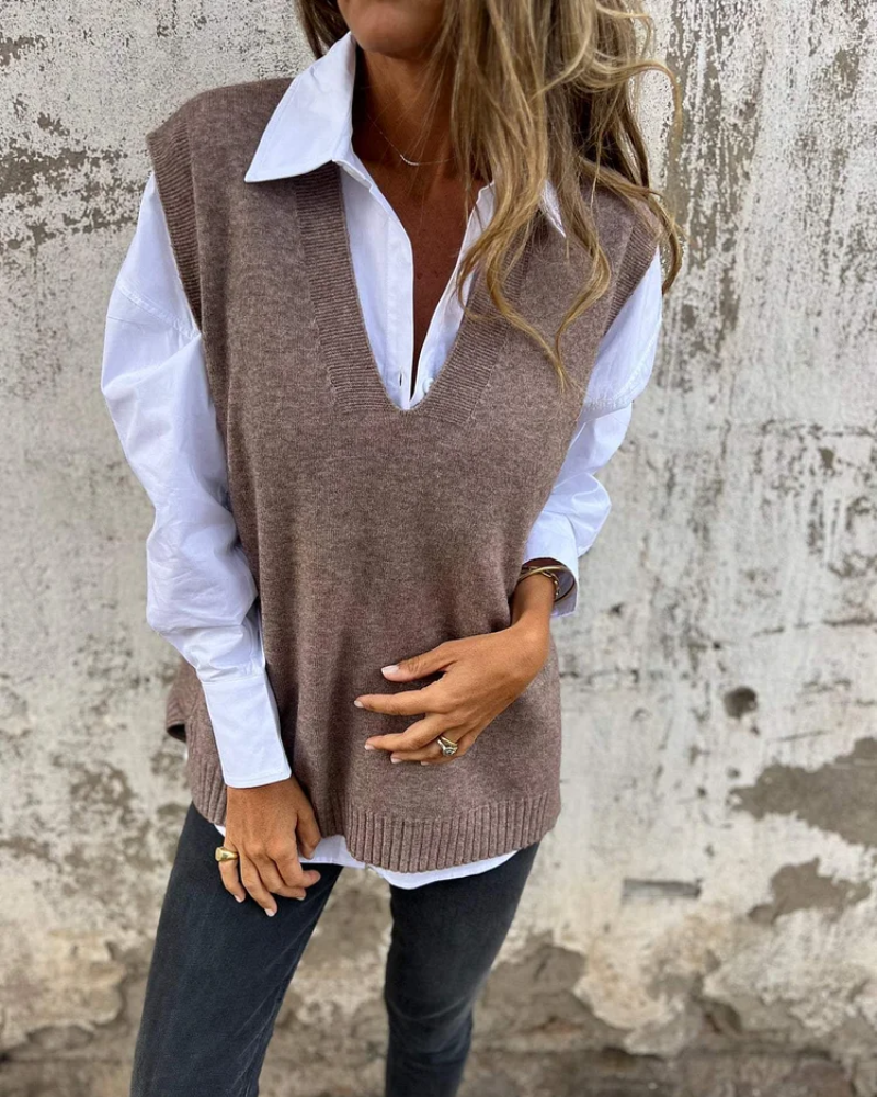 Addison | Strick-Pullover-Weste für Damen mit V-Ausschnitt