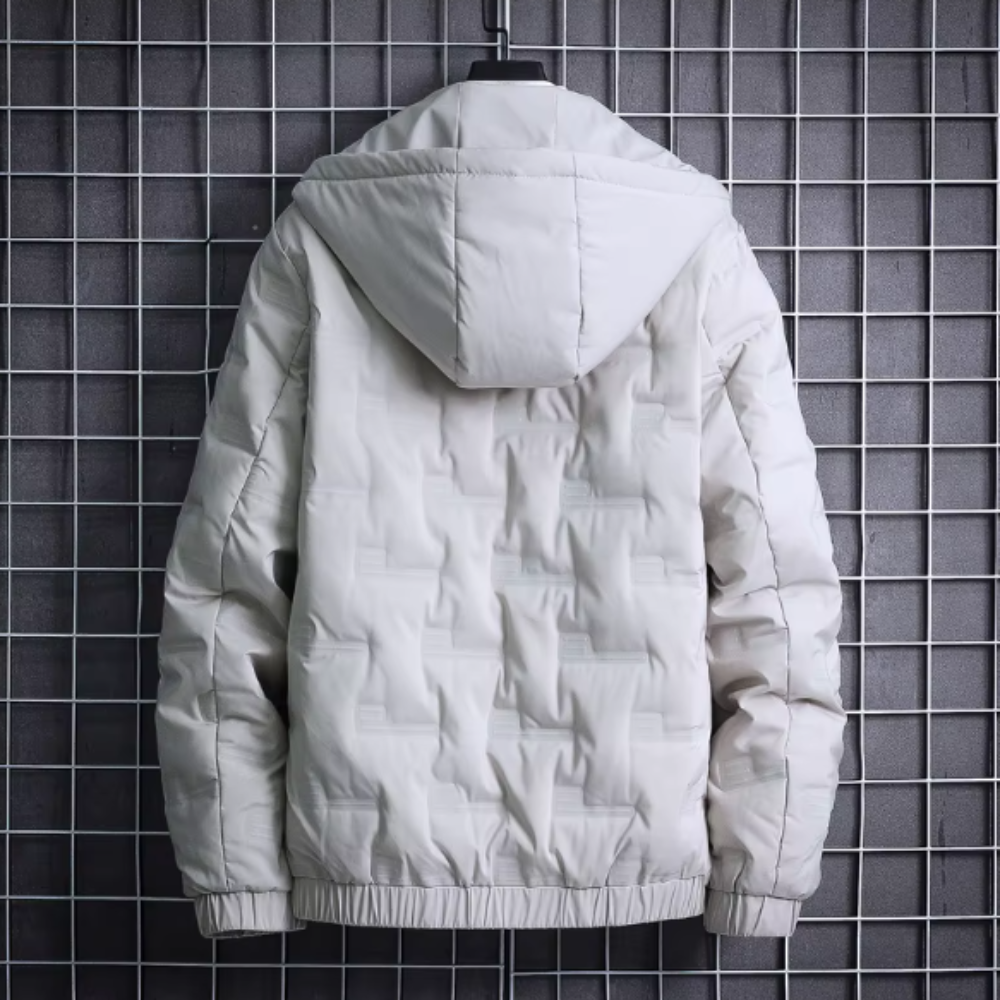 Elegante Herren-Pufferjacke mit Kapuze und langen Ärmeln