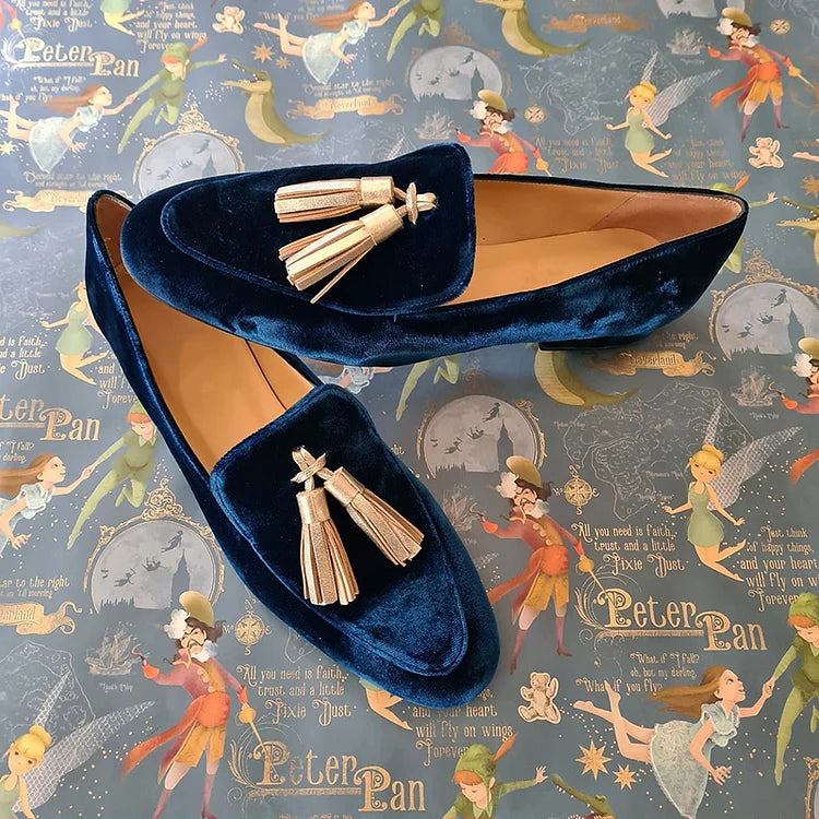 Mitternacht Eleganz Loafers für Herren mit Champagner Quasten