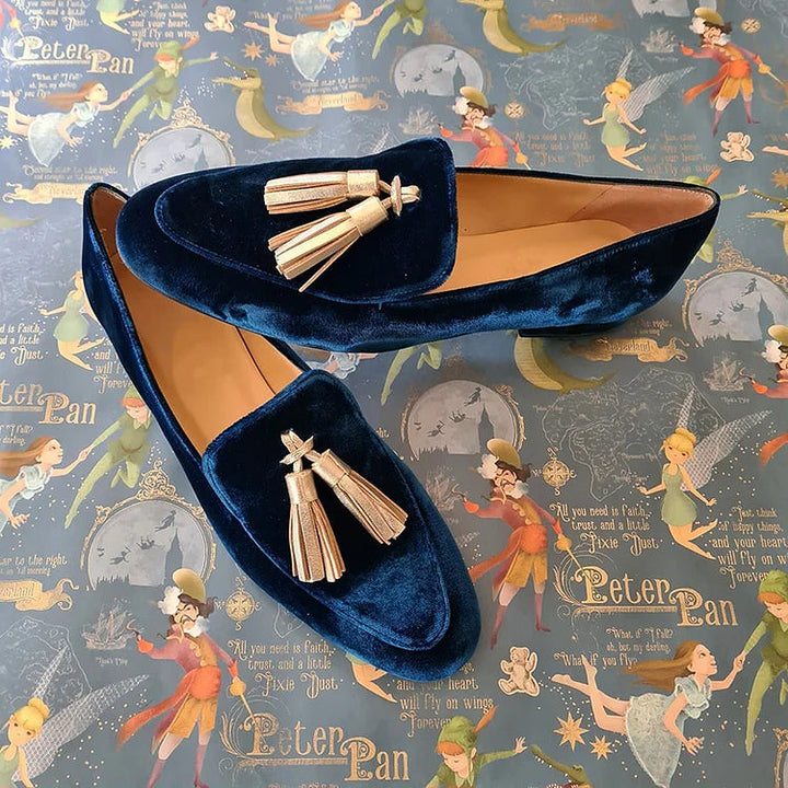 Mitternacht Eleganz Loafers für Herren mit Champagner Quasten