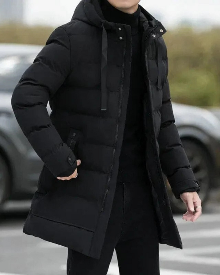 Gianluca Lange Winterjacke für Herren mit Kapuze und langen Ärmeln
