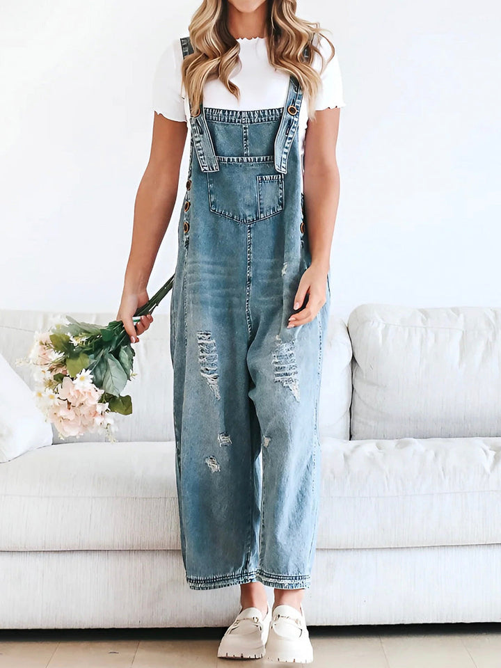 Thessa | Verwaschene Denim-Latzhose für Damen