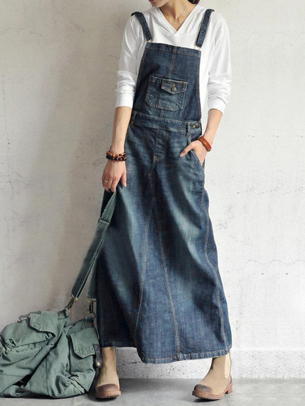 Demi | Lässiges Denim Overall Kleid für Damen mit Rundhalsausschnitt