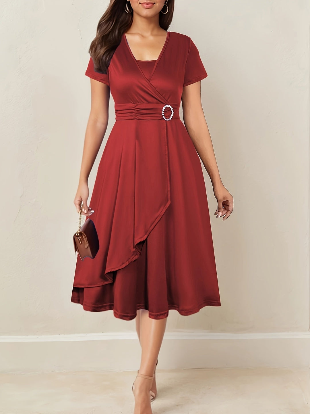 Hilda | Elegantes Abendkleid für Damen mit Strass-V-Ausschnitt