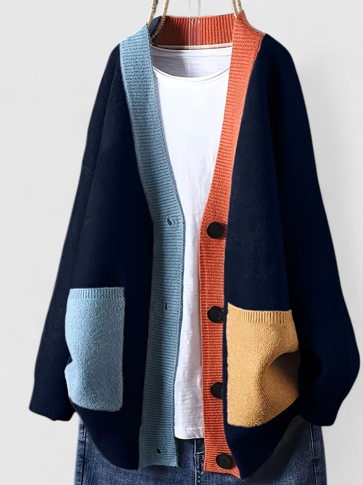 Liane | Bequemer Cardigan für Damen mit Batik-Optik und V-Ausschnitt