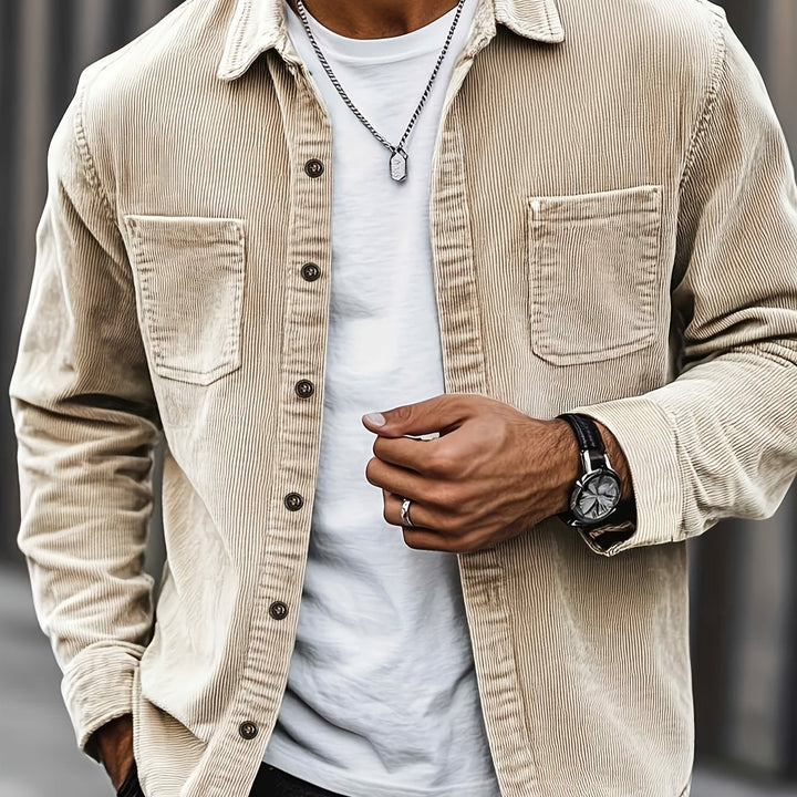Lukas | Herren Langarm-Overshirt mit Knöpfen und Taschen
