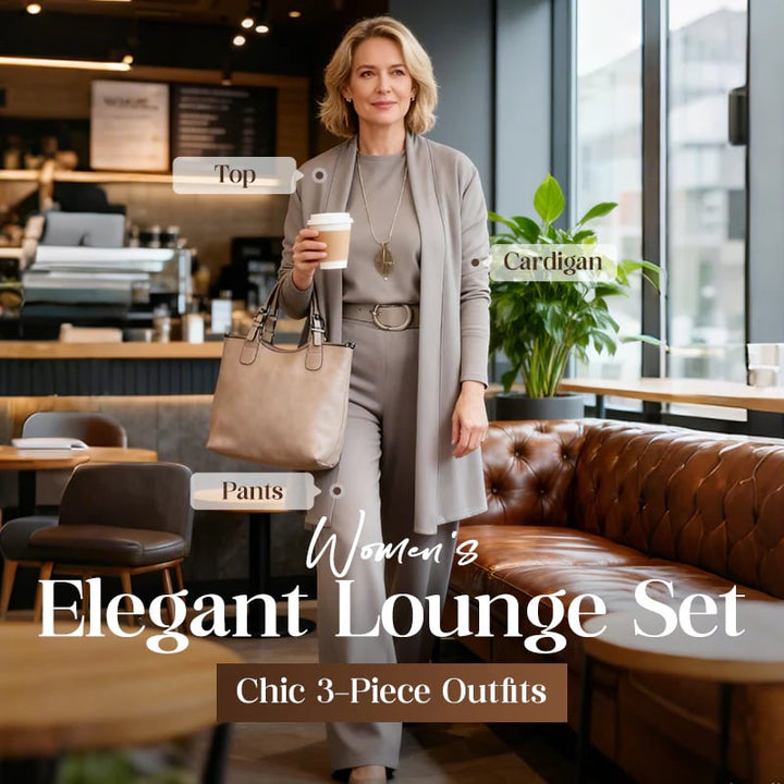 Schickes 3-teiliges Ensemble: Langer Cardigan, Top und Hose für Damen