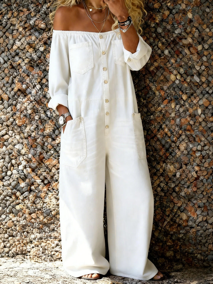 Noa | Denim-Jumpsuit mit schulterfrei-Ausschnitt