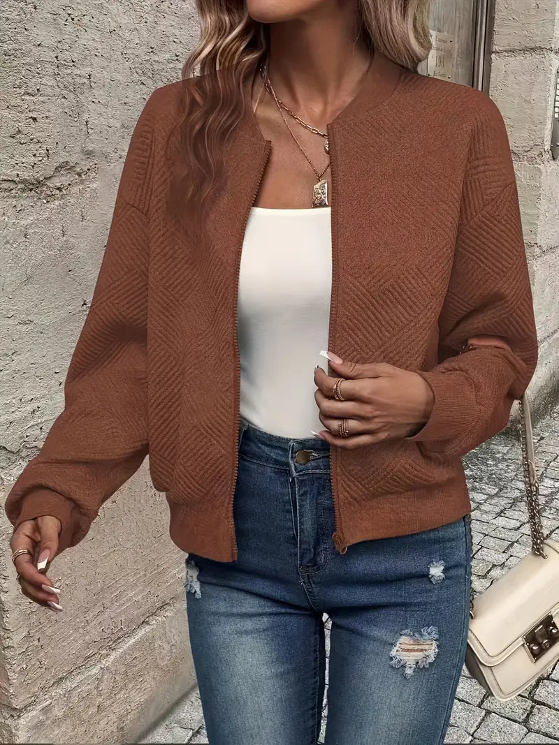 Wilma | Lässige Zip-Up Jacke für Damen mit langen Ärmeln und Stehkragen