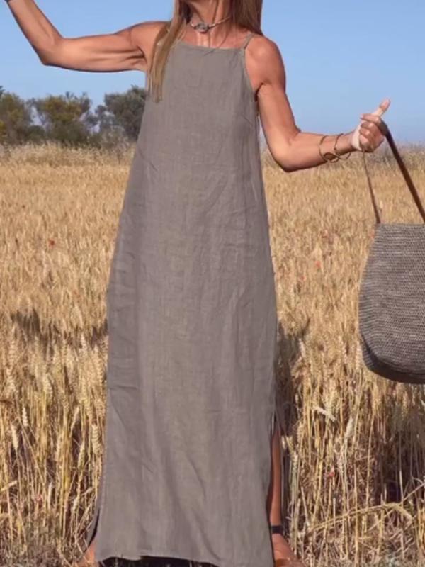 Lässiges langes Maxikleid und für Damen mit Rundhalsausschnitt