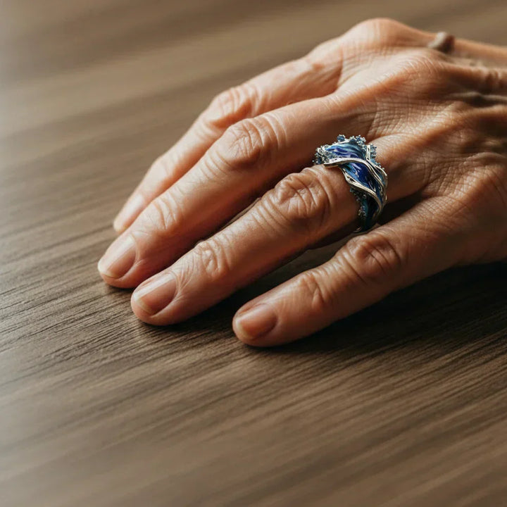 Retro-Goldring für Damen mit Wellen-Design