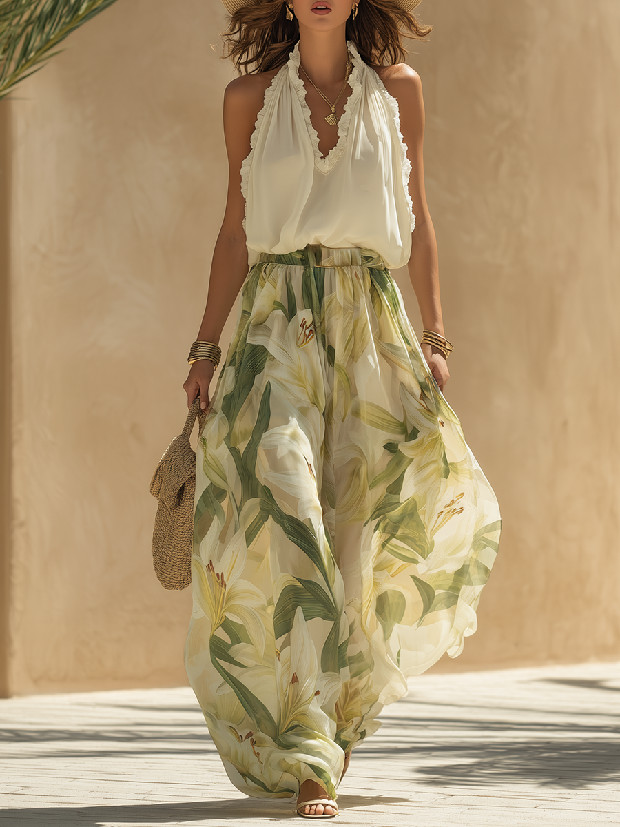 Lysandra | Fluide Druck Ensemble Elegantes Lilie