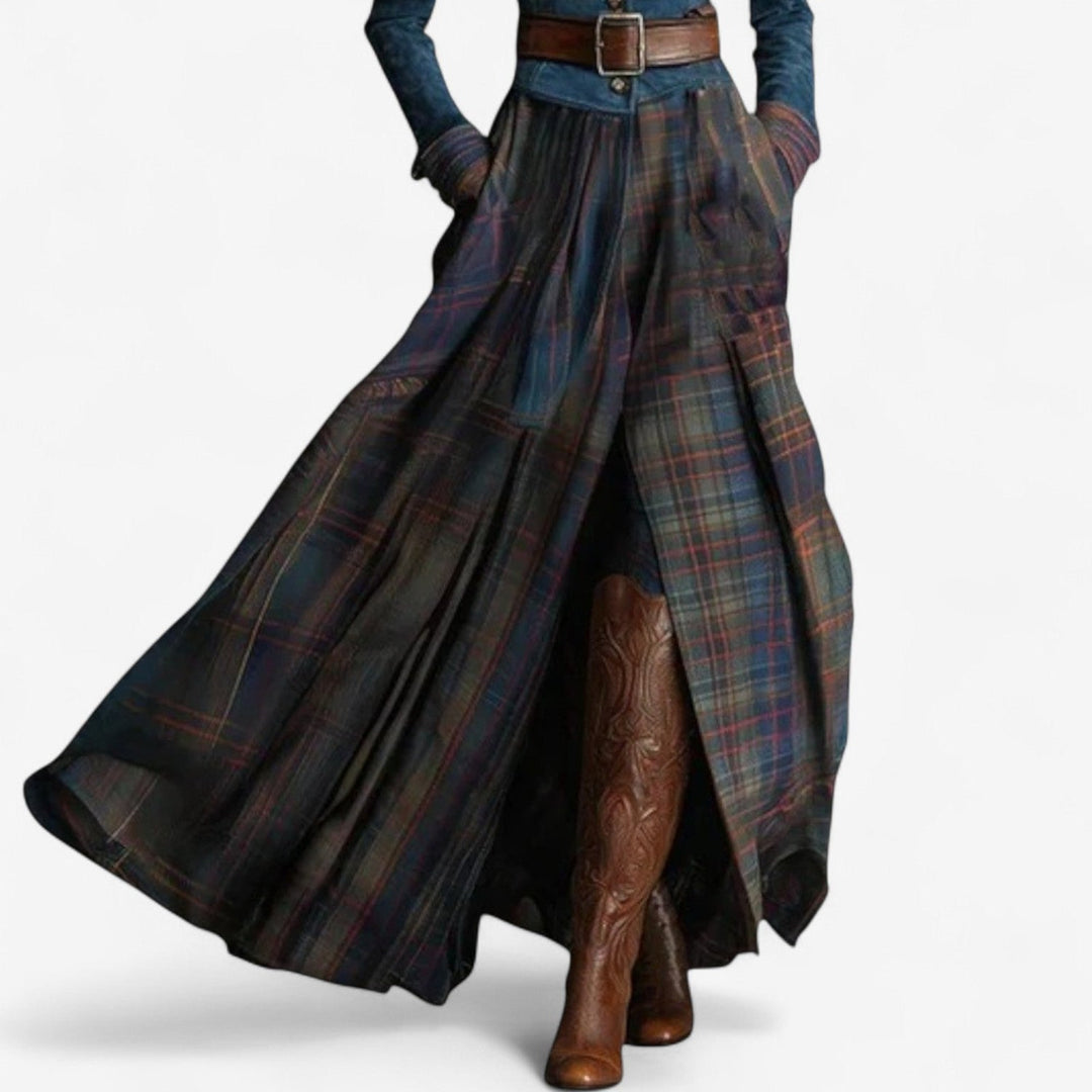 Fouziha Vintage Ensemble für Damen mit langen Ärmeln und Karomuster
