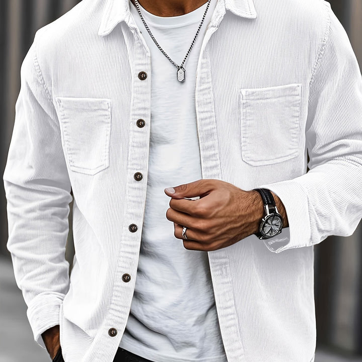 Lukas | Herren Langarm-Overshirt mit Knöpfen und Taschen