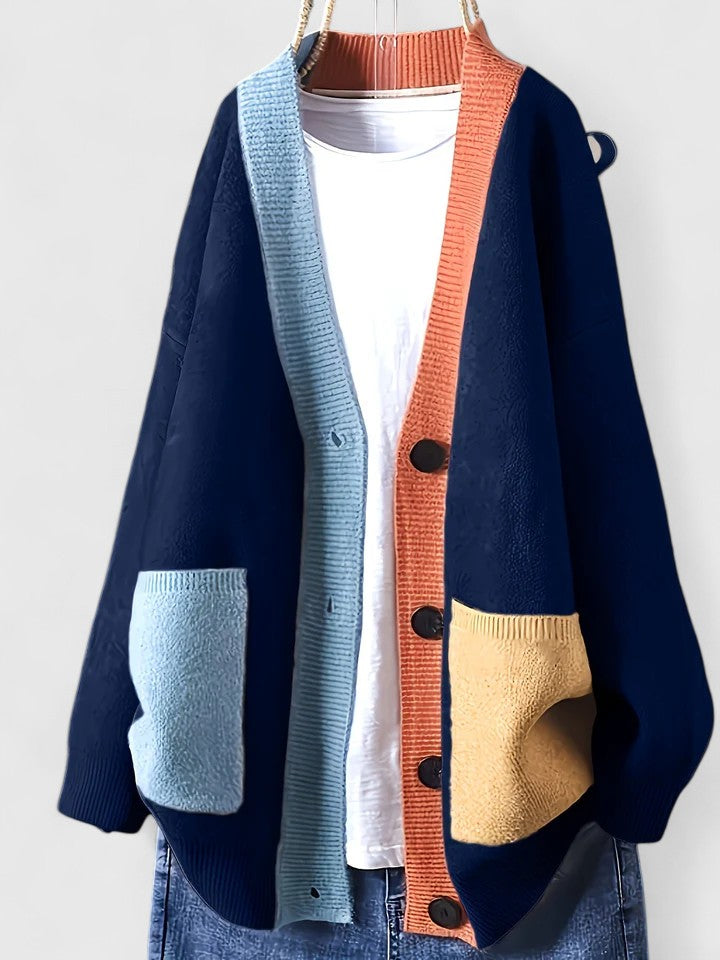 Liane | Bequemer Cardigan für Damen mit Batik-Optik und V-Ausschnitt
