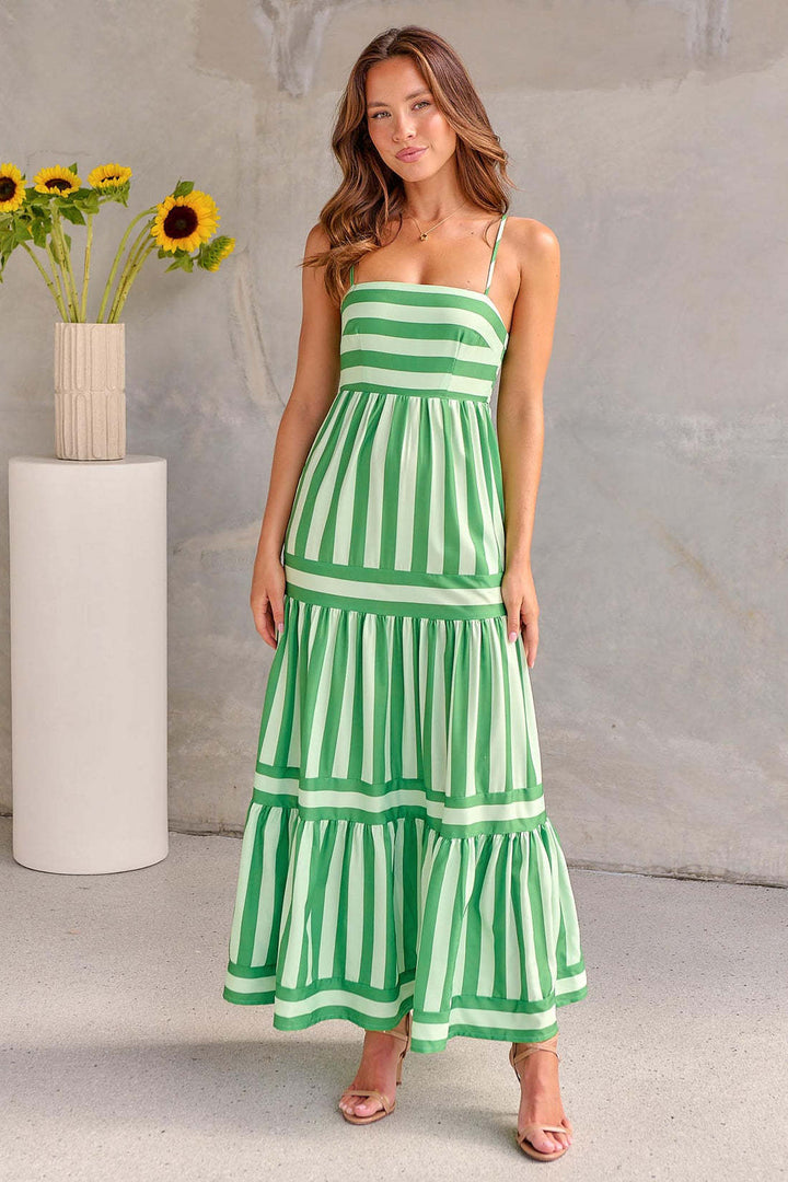 Marisol | Gestreiftes Maxikleid für Damen mit Trägern und Taschen