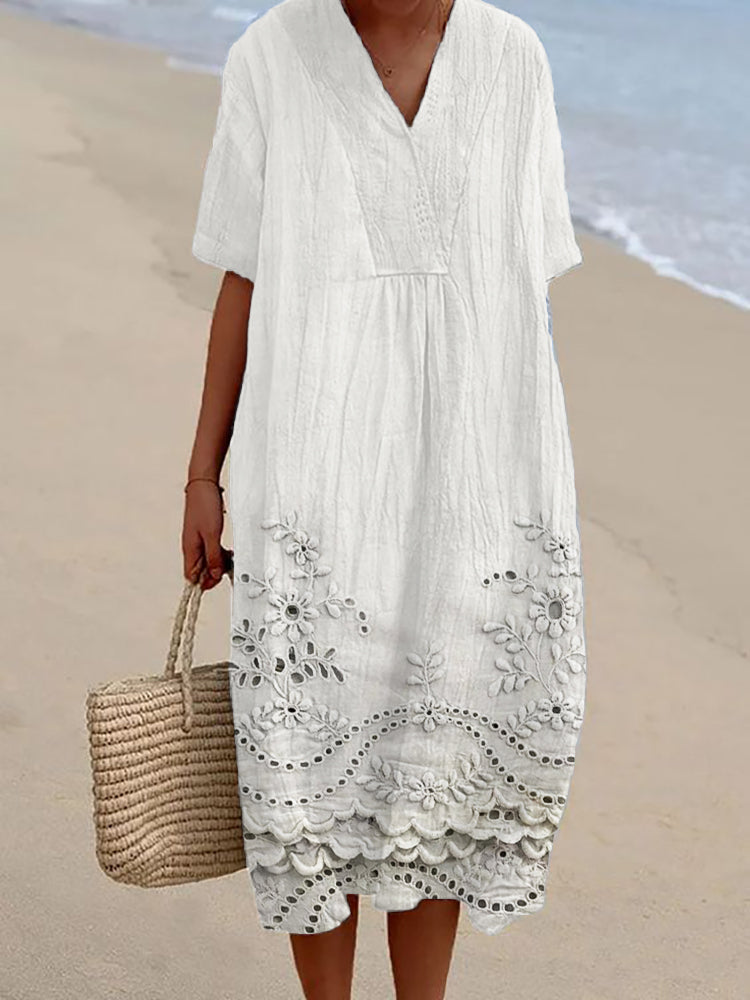 Evessa | Sommer Gedrucktes Kleid mit Blumenmuster und V-Ausschnitt