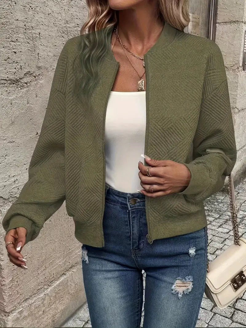 Wilma | Lässige Zip-Up Jacke für Damen mit langen Ärmeln und Stehkragen