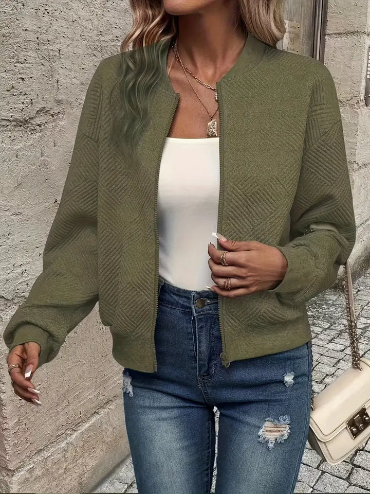 Wilma | Lässige Zip-Up Jacke für Damen mit langen Ärmeln und Stehkragen