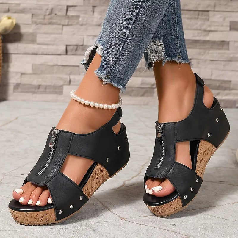Camila | Stylische Retro Keilsandalen für Damen mit mittelhohem Absatz