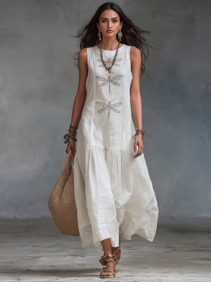 Sofia | Damen Ärmelloses Rundhals Maxikleid