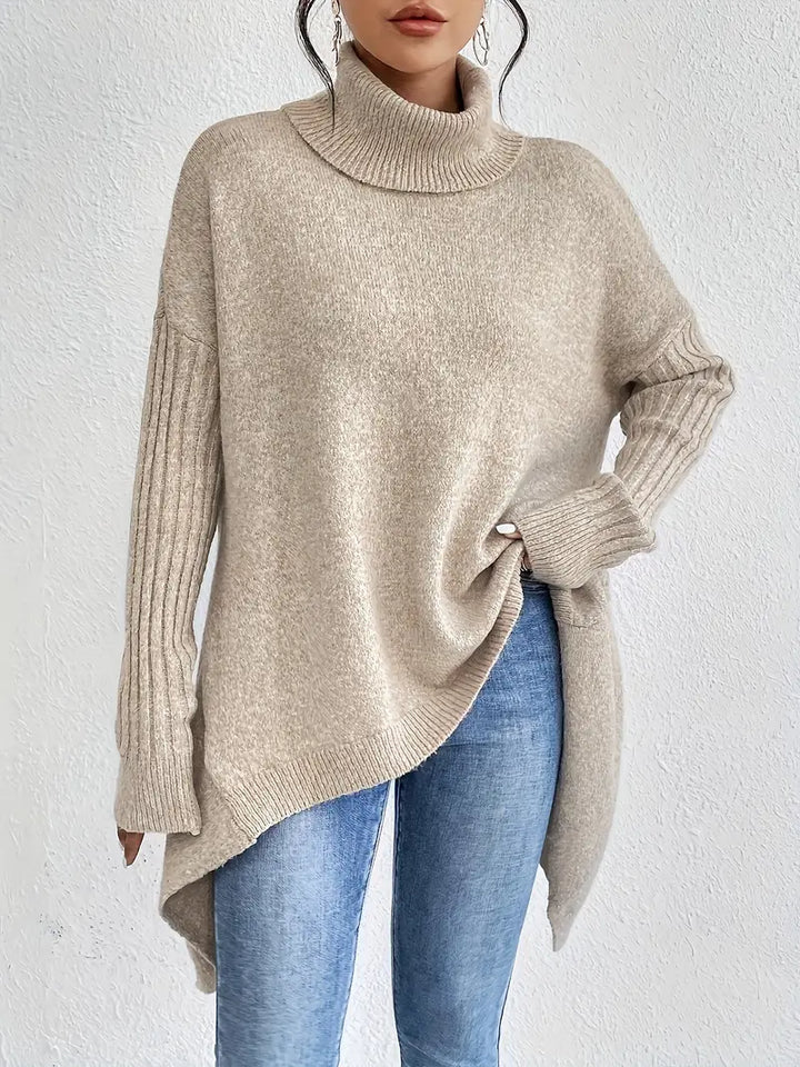 Bridgette | Bequemer langer Rollkragenpullover für Damen