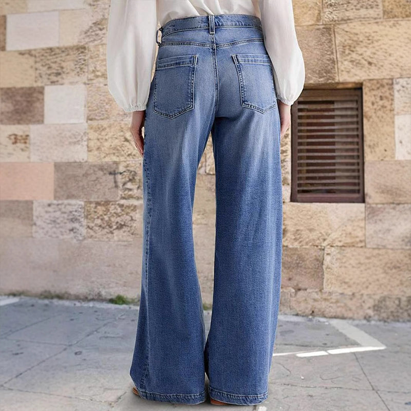 Retro Hochtaillierte Weite Jeans für Damen mit hohem Bund