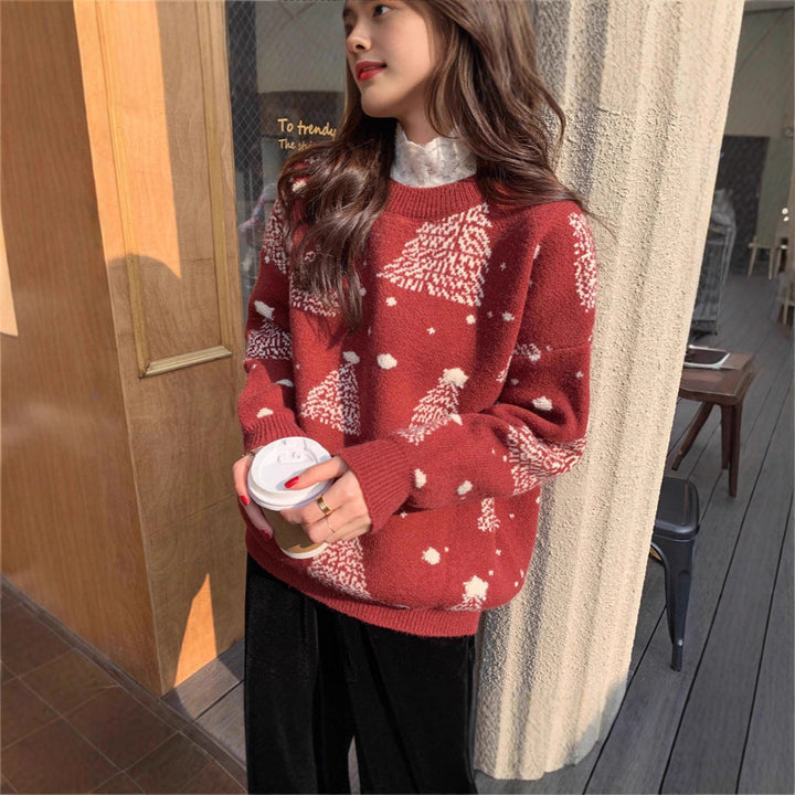 Damen Pullover mit lockerer Passform und Rundhalsausschnitt