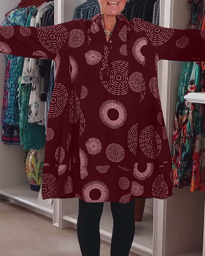 Marlene | Lässiges Midikleid für Damen mit geometrischem Druck