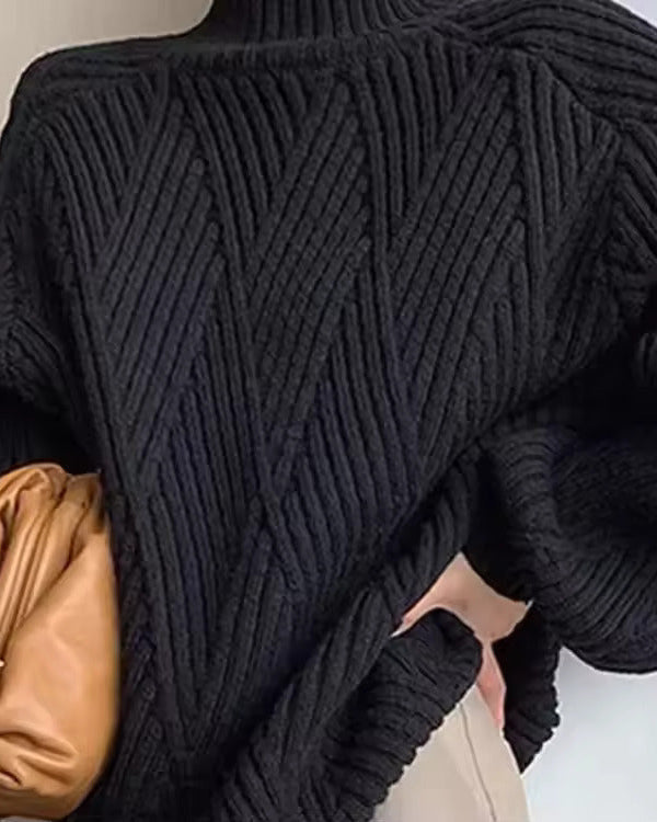 Audrey | Gestrickter Rollkragenpullover für Damen mit langen Ärmeln