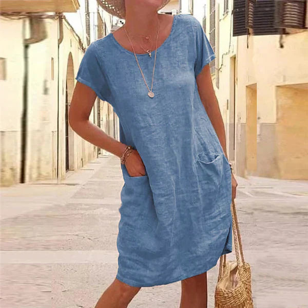 Elsie | Lässiges, Bequemes Kleid mit Rundhalsausschnitt und langen Ärmeln