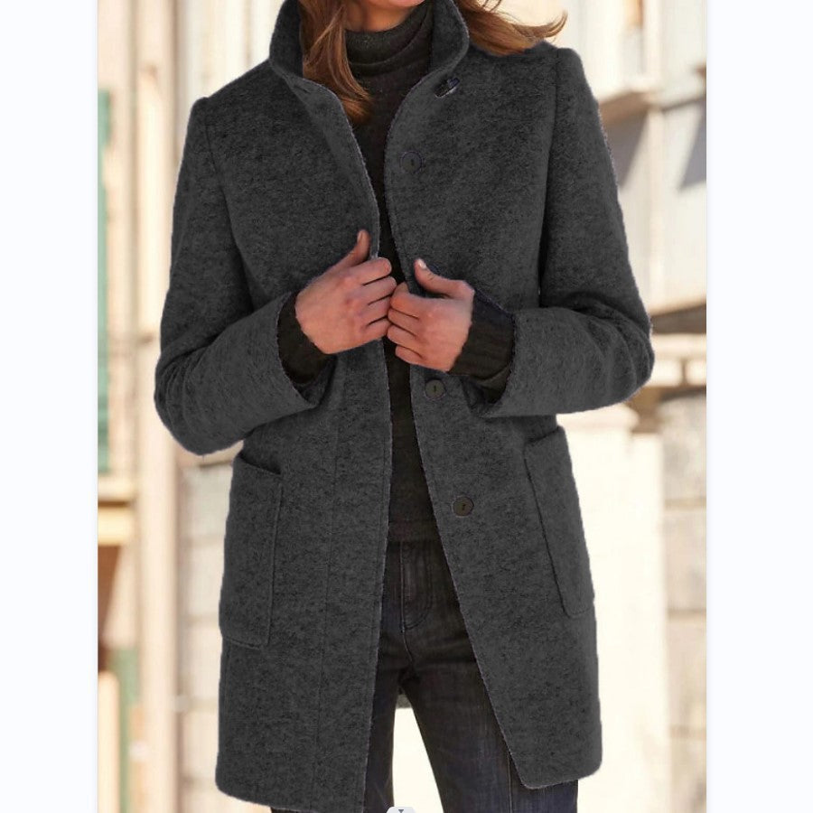Sheena | Moderner eleganter langer Mantel für Damen mit langen Ärmeln