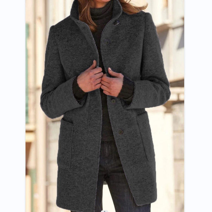 Sheena | Moderner eleganter langer Mantel für Damen mit langen Ärmeln