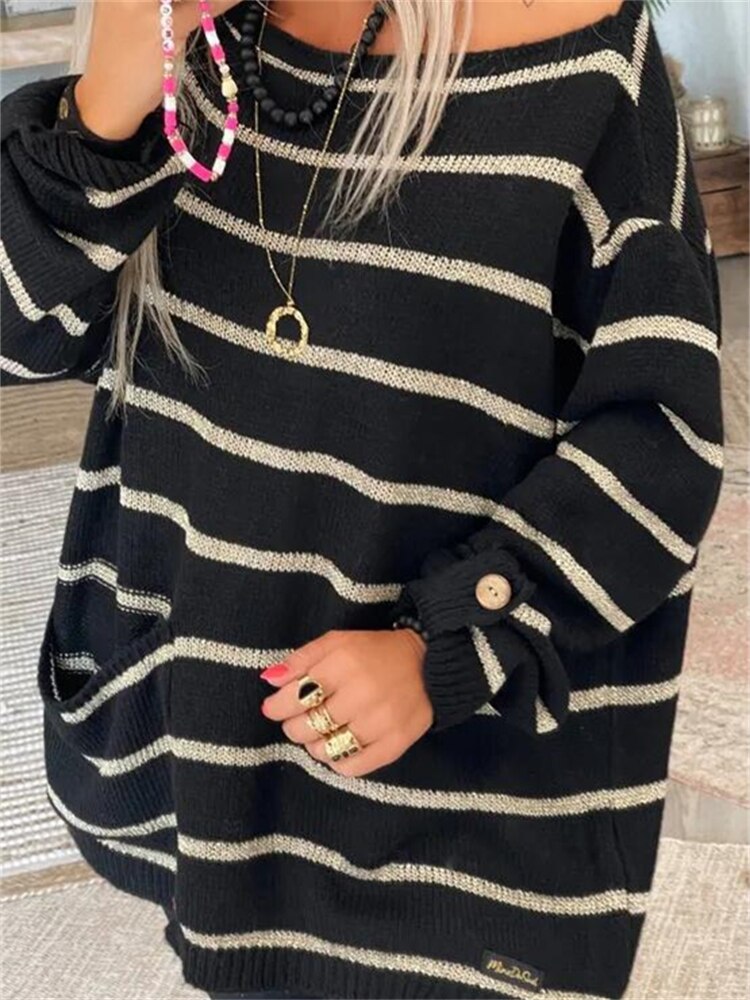Zia | Strickpullover für Damen mit Rundhalsausschnitt und langen Ärmeln